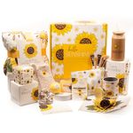 The Love Crate Co Sunflower Gifts for Women, 15pc Custom Gift Box for Women. Get Well Soon Gift Baskets for Women, You Are My Sunshine Gifts, Care Package For Women Thinking of You, Wellness Gifts.