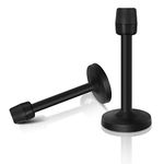 Door Stop, 5 Inch Long Door Stopper, Black Wall Mount Doorstops Stainless Steel Solid Rigid, No Odor Rubber Tip, Heavy Duty Rubber Door Stop Brushed Satin Door Holder Wall Protector 2 Pack