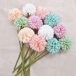 HoYuanFlo Artificial Chrysanthemum Ball Flowers Bouquet 12pcs Present for Important People Glorious Moral for Home Office Coffee House Parties and Wedding (Colorful)