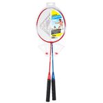 Franklin Sports Badminton Racket + Birdie Set - 2 Badminton Rackets with 2 Birdies - Replacement Badminton Equipment - 2 Player Badminton Set, Red, White, Blue, One Size, 52623