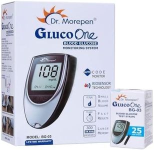 Dr. Morepen GlucoOne Blood Glucose Monitor Model BG-03 with 25 Strips, Black