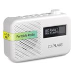 Pure Elan One2 portable DAB+/FM radio with Bluetooth 5.1 (LCD display, 10 preset buttons, can run with 4xAA batteries) Cotton White