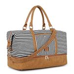 Gonex Water-Repellent Canvas Holdall Bag with Shoe Compartment, 40L Weekender Duffle Bag Overnight Travel Bag Gym Sport Bags Carry-on Bag for Women, Black