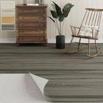 Oxdigi Vinyl Flooring Roll Peel and Stick - 40cm x 3m (1.2㎡) | Removable Self-Adhesive Wear-Resistant Vinyl Floor Tiles Wood Plank |Waterproof for Bathroom, Kitchen... | Deep Grey Brown