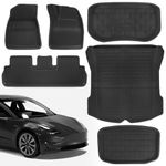 MOTIBACK 6 Pcs Tesla Model 3 Floor Mats 2023-2021 Full Set for Tesla Model 3 Accessories 3D Scanning All Weather Fit 5-Seat