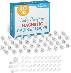 Vmaisi Adhesive Magnetic Locks for Cabinets & Drawers (40 Locks and 4 Keys)