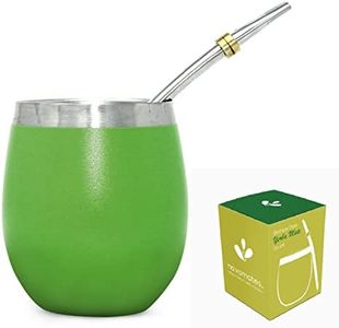 Yerba Mate Gourd - Best Yerba Mate Set - Double Wall Stainless Steel Yerba Mate Cup with Stainless Steel Mate Bombilla Straw
