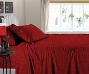 Alaskan King Size Egyptian Cotton Bed Sheets Luxury 600 Thread Count Sheet Set Burgundy Stripe Sateen Weave for Soft & Silky Feel Long Staple Cotton 45cm (18") Deep Pocket