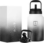 IRON °FLASK Sports Water Bottle - Gallon Series - 2 Lids (Straw and Spout), Leak Proof, Vacuum Insulated Stainless Steel, Double Walled, Thermo Mug, Metal Canteen Jug Growler - Day & Night, 128 Oz