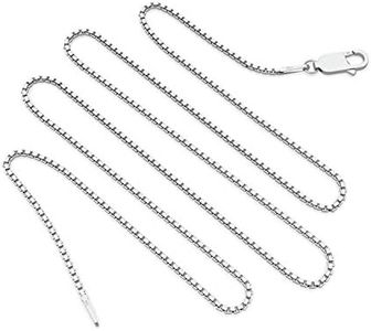 925 Sterling Silver .8MM Box Chain - Nickel Free Italian Crafted Necklace for Women Lobster Claw Clasp 18 Inch