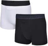 Tommy John Men’s Trunk 4” Underwear, Cotton Basics Boxers with Contour Pouch, Soft Naturally Breathable Stretch Fabric Mens Underwear for Daily Wear, 2 Pack (White/Black, Large)