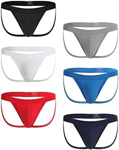 KAREN SPACE Men's Jockstrap Sexy Underwear, Ice Silk G-String Athletic Supporters for Men,D1-1907SD-Black/White/Red/Blue/Gray/NavyBlue(6-Pack),Large