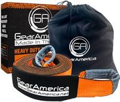 GearAmerica Recovery Tow Strap 4" x 30' | Ultra Heavy Duty 45000 lbs (22.5 US Tons) Strength | Triple Reinforced Loops + Protective Sleeves | Emergency Truck Towing | Free Storage Bag + Strap