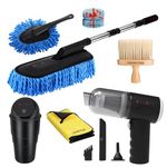 SUPERSTUD 6 Pcs - Car Duster Microfiber Brush Long-1 with | 3in1 Car Vacuum 1Pcs | 1Pcs Car Dustbin | 1Pcs Microfiber Cloth | 1Pcs Interior Cleaning Brush | 1Pcs AC Vent Brush - Royal Blue Color (6)