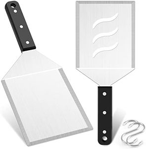Professional Metal Burger Spatula 2PCS, Leonyo Heavy Duty Stainless Steel Griddle Hamburger Spatula Turner, for Barbecue Cast Iron Grilling Flat Top Griddle Accessories, Dishwasher Safe, Smash Burger