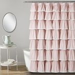 Lush Decor 1 Lace Ruffle Shower Curtain, 72" x 72", Blush, 72" W x 72" L