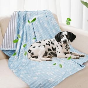 Dog Cooling Blanket Lightweight Self Cooling Blanket Bed Cover for Small Medium Dogs Washable Dog Cat Summer Blanket &Ice Silk Cooling Pet Blanket for Crate&Kennel Sofa Blue M