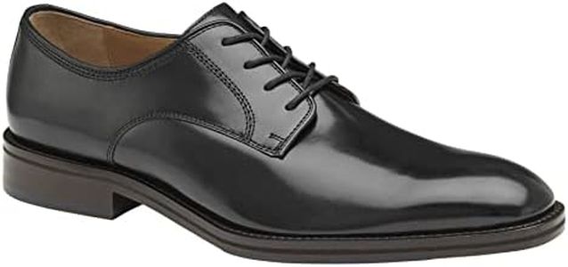 Johnston & Murphy Men s Meade Plain Toe Shoes | Dress Shoes for Men | Italian Leather Shoes | Leather & Rubber Sole | Removable, Molded Cushioned Insole, Black Italian Calfskin, 11.5