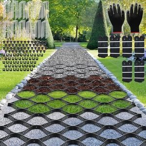Gravel Grid 120ft X 4ft, 2'' Depth Gravel Stabilizer Grid for Pavers Base, Geogrid 1900 Lbs/Sq Ft Load with 120 Geocell Accessories & Gloves for Driveway Parking Ground Walkway Dirt Locker Slope