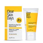 Clear Skin Days Mattifying Barrier Moisturiser - Blemish & Acne Treatment Gel For Oil Control - Reduce Blemishes, Protect and Hydrate Skin, Control Sebum Production - Reduces Inflamed Acne - 50ml