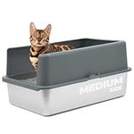 iPrimio Enclosed Sides Stainless Steel Cat XL Litter Box Keep Litter In the Pan - Never Absorbs Odor, Stains, or Rusts - No Residue Build Up - Easy Cleaning Litterbox Designed by Cat Owners - Patented