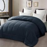 Exclusivo Mezcla 7.5 Tog Double Size Down Alternative Duvet Quilted Duvet Insert with Corner Tabs for All Seasons - Breathable, Lightweight and Machine Washable (200x200 CM, Navy)