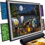 QUOKKA Puzzle Board with Drawers - Spinning Jigsaw Puzzle Table with Cover for Adults - | 4 Magnetized Storage Drawers | Premium Felt | Adjust Angle & Position | Fits Puzzles Up to 1500 Pieces