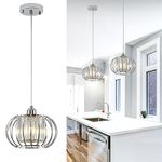 XSDeTu Modern Chrome Pendant Light Fixtures, Mini Crystal Hanging Light Chandelier, Metal Kitchen Island Lighting, Adjustable Pendant Lighting for Kitchen Island, Dining Room, Bedroom, Hallway