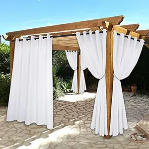 BONZER Waterproof Indoor/Outdoor Curtains for Patio - Thermal Insulated, Sun Blocking Grommet Blackout Curtains for Bedroom, Porch, Living Room, Pergola, Cabana, 2 Panels, 70 x 120 inch, White