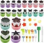 31 Pcs Vegetable Fruit Cutters Shapes Set, 20 Pcs Stainless Steel Mini Cookie Cutters, 10 Pcs Kids Food Picks, 1 Brush, Fruit Shape Cutters for Kids Bento Box Baking