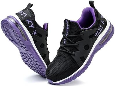 Ifivky Steel Toe Shoes for Women Lightweight Air Cushion Breathable Work Shoes Comfortable Puncture Proof Slip Resistant Safety Shoes Indestructible Composite Toe Sneakers Industrial Footwear Purple