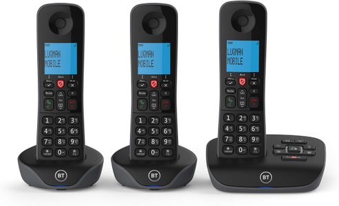 BT Cordless Landline Phone Trio – Wireless Home Telephone Set