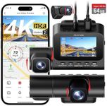 3 Channel 4K Dash Cam, Dash Camera for Cars with Starvis 2 HDR Night Vision, 4K+1080P+1080P Front Inside and Rear Triple Car Camera, GPS, 24-Hour Parking Mode, Free 64GB Card