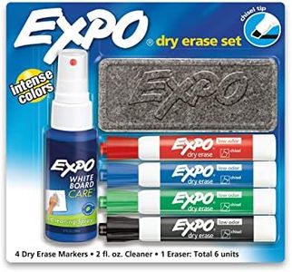 EXPO Dry Erase Marker Starter Set, Chisel Tip, Assorted, Whiteboard Eraser, Cleaning Spray, 6 Count