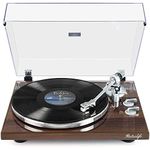 Turntables Belt-Drive Record Player with Wireless Output Connectivity, Vinyl Player Support 33&45 RPM Speed Phono Line Output USB Digital to PC Recording with Advanced Magnetic Cartridge&Counterweight