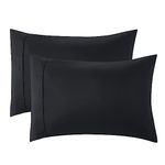 Bedsure Black Pillow Case Queen Size of 2 Pack - Polyester Microfiber Bed Pillow Cover with Envelope