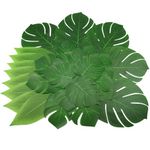 Artificial Palm Leaves, 50 Pcs Fake Tropical Leaves for Party Decor Safari Jungle Leaves Hawaiian Luau Theme Party Table Decorations Faux Green Leaves for Birthday Wedding