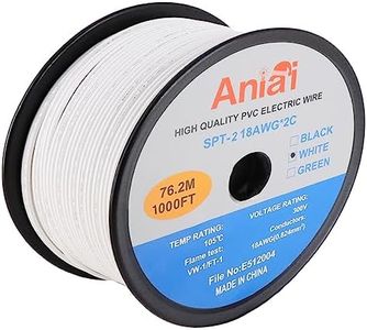 Aniai SPT-2 18/2 Low Voltage Landscape Lighting Copper Wire - 1000 Feet White 18 Gauge 2 Conductor - Outdoor Direct Burial