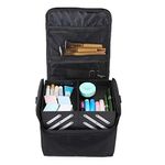 Hotrose Makeup Bag Large Vanity Case Beauty Nail Art Makeup Travel Box Multilayer Clapboard Cosmetic Case Jewellery Storage Organiser Storage with Shoulder Strap Nylon Fabric (Black)