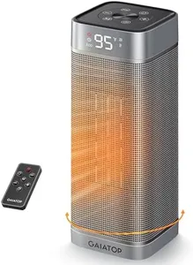 Gaiatop Space Heaters for Indoor Use, Portable Electric Heater with Thermostat, 1500W PTC Ceramic Room Heater with Remote, 5 Modes, 60° Oscillating, 12H Timer Fast Heating Bedroom Office Bathroom Home