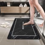 SITTELLA 1 Piece 3.5mm Anti-Skid Water Soaking Marble Print Door Mat, Water Absorbent Mat (40X60Cm) Black, Rectangular