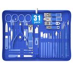 Tseoa Manicure Set Personal Care, Nail Clipper Kit, Professional Nail Clipper Pedicure Set, Nail Tools with Luxurious Travel Case, Gifts for Men Women Family Friend, 31 Pieces (Blue)