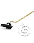 iFealClear Universal Brass Toilet Tank Flush Lever Handle, Side Mount Toilet Handle Compatible with Kohler K-GP30324-CP, Angle Mount Toilet Trip Lever with Stainless Steel Flapper Chain, Matte Black