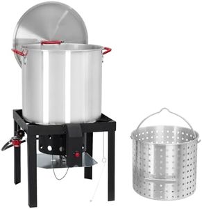 100 Qt Seafood Boil Pot, ACONEE Aluminum Crawfish Boiler w/Steam/Boil Basket & Strainer, 110000 BTU Propane Stove Burner with Lifting Hook, 10 PSI Regulator, Outdoor Cooking Shrimp Crab Boiler