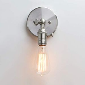 PERMO Minimalist Single Socket 1- Light Wall Sconce Lighting with On/Off Switch (Brushed)