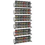 Vinsani 1/2/3/4/5/6 Tier Spice Racks Organiser - 6 Tier Flexible Herb Spices Condiments Jar Wall Mounted Hanging Storage with Adhesive Stickers & Screws For Pantry Kitchen Walls (Black)