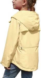 MODAFANS Girls Sporty Rain Jacket Waterproof Packable Lined Running Cycling Reflective Hooded Windbreaker,Butter Yellow,14-15Years