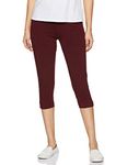 Van Heusen Women Straight Fit Lounge Capris - Cotton Spandex - Smart Tech+, Easy Stain Release, Moisture Wicking, Ultra Soft_55304_Tawny Port_XL