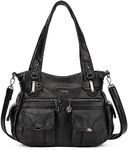 Purses and Handbags for Women Large Hobo Shoulder Bags Soft PU Leather Multi-Pocket Tote Bag (Black)