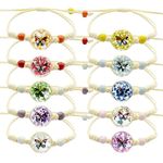 Friendship Bracelets for Girls,10Pcs Butterfly Flowers Friendship Bracelet Handmade Braided Bracelets Adjustable Colorful Flowers Woven Bracelet for Women Teen Girls Birthday Party Favors
